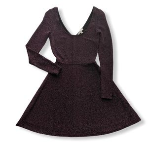 Purple Sparkle Long-Sleeved Skater Dress Size XS